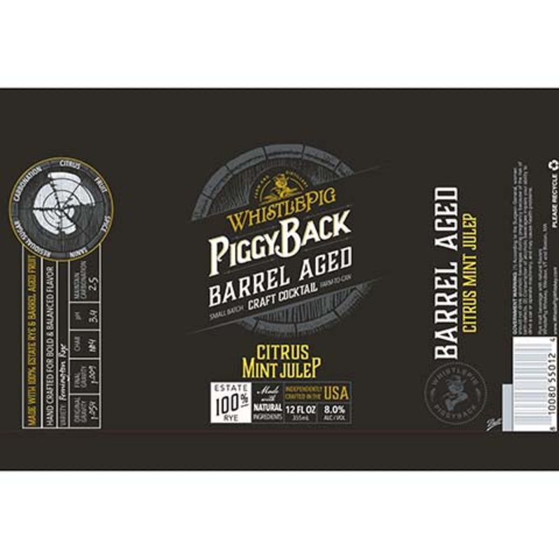 Whistlepig Piggyback Citrus Mint Julep 12OZ SINGLE CAN