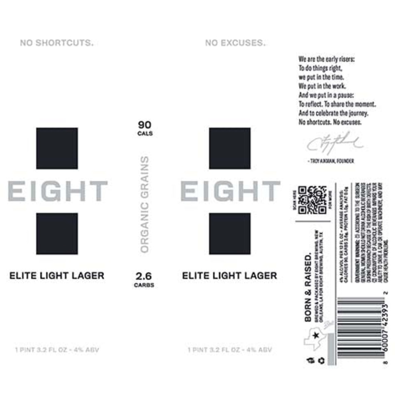 Eight Elite Light Lager 19.2OZ SINGLE BTL