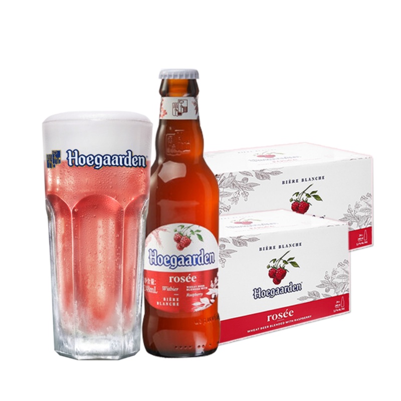 Buy 1 Take 1 Case: Hoegaarden Rosee 248ml Bottle x24 (Total 2 Cases) w/ FREE 1pc. Hoegaarden 250ml Glass