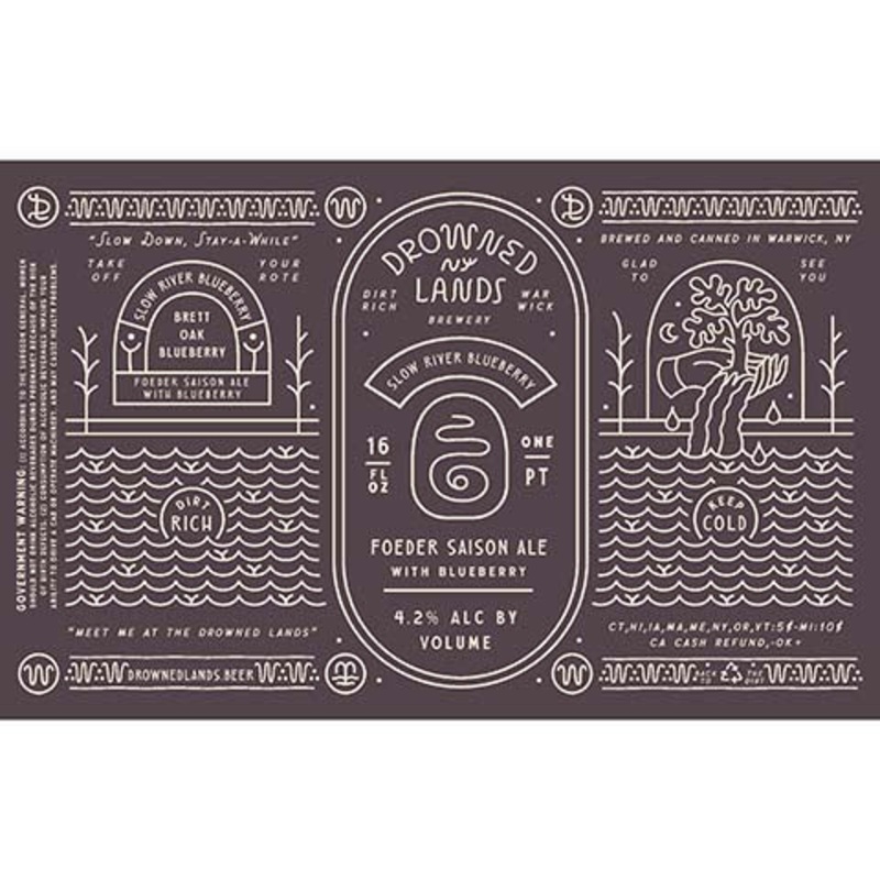 Drowned Lands Slow River Blueberry Foeder Saison Ale 16OZ SINGLE CAN