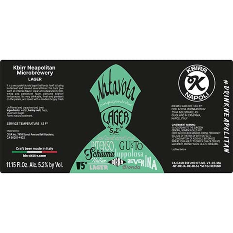 Kbirr Natavota Cinquepuntodue Lager 16OZ CAN