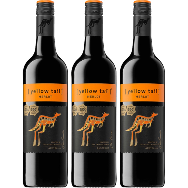 3x Yellow Tail Merlot 750ml