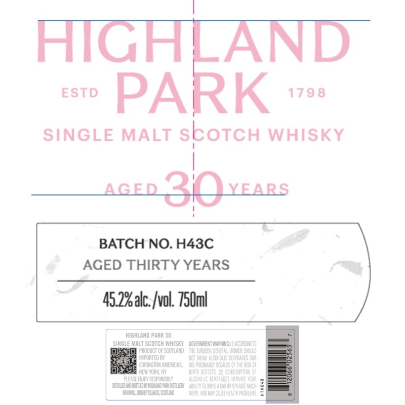 Highland Park 30 Year Old Single Malt Scotch Whisky