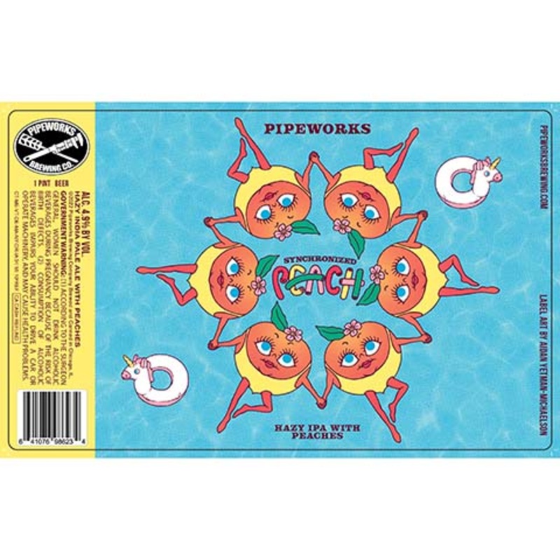 Pipeworks Synchronized Peach Hazy IPA 16OZ SINGLE CAN