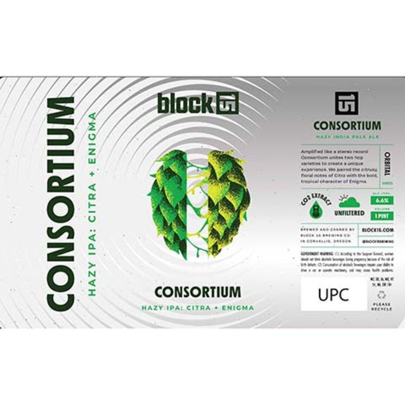 Block 15 Consortium Hazy IPA 16OZ SINGLE CAN