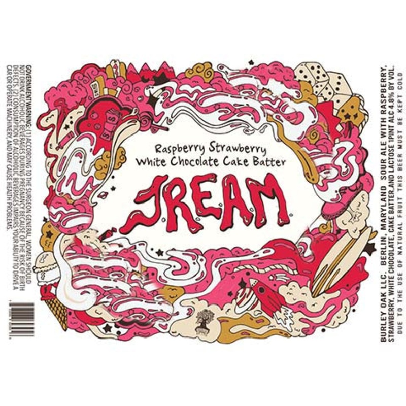Burley Oak Raspberry Strawberry White Chocolate Cake Batter JREAM Sour 16OZ SINGLE CAN