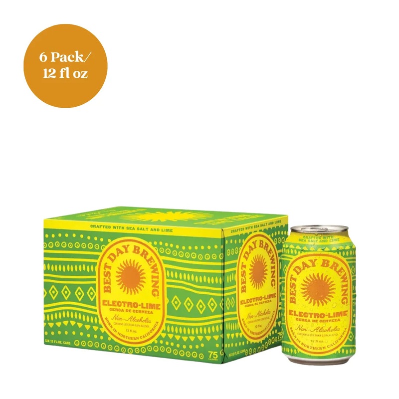 Best Day Brewing Electro-Lime Cerca De Cerveza Non-Alcoholic Beer 6pk 12 fl oz Cans