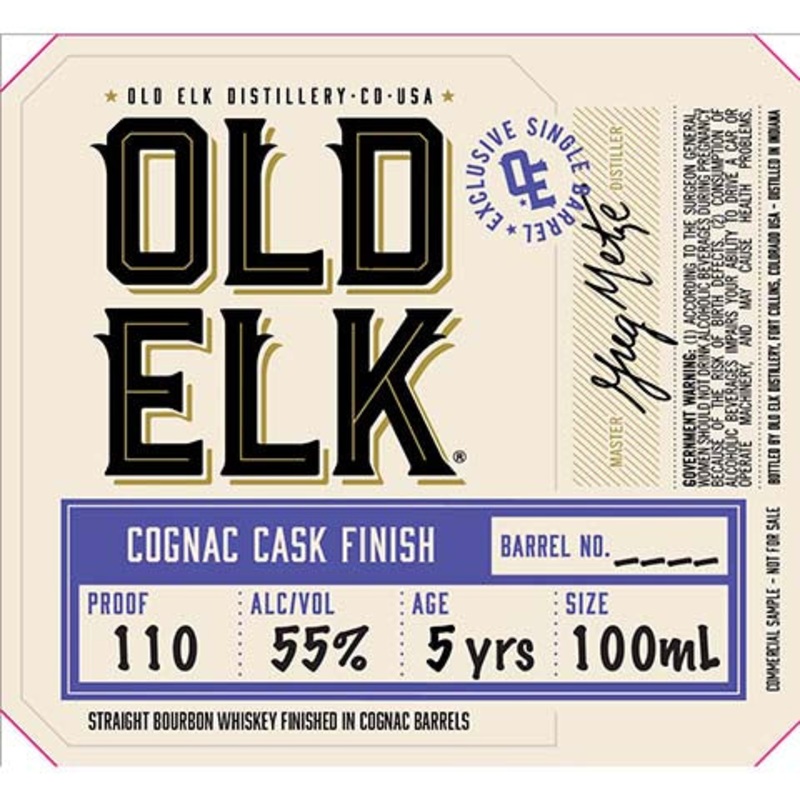 Old Elk Cognac Cask Finish Straight Bourbon Whiskey 100ML BTL