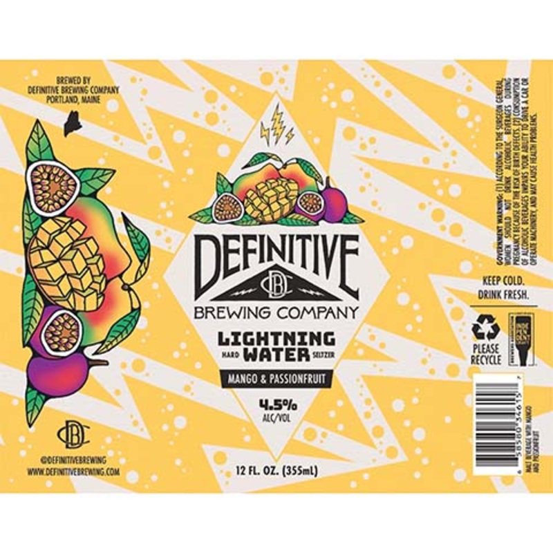 Definitive Lightning Water (Mango & Passionfruit) Hard Seltzer 12OZ SINGLE CAN
