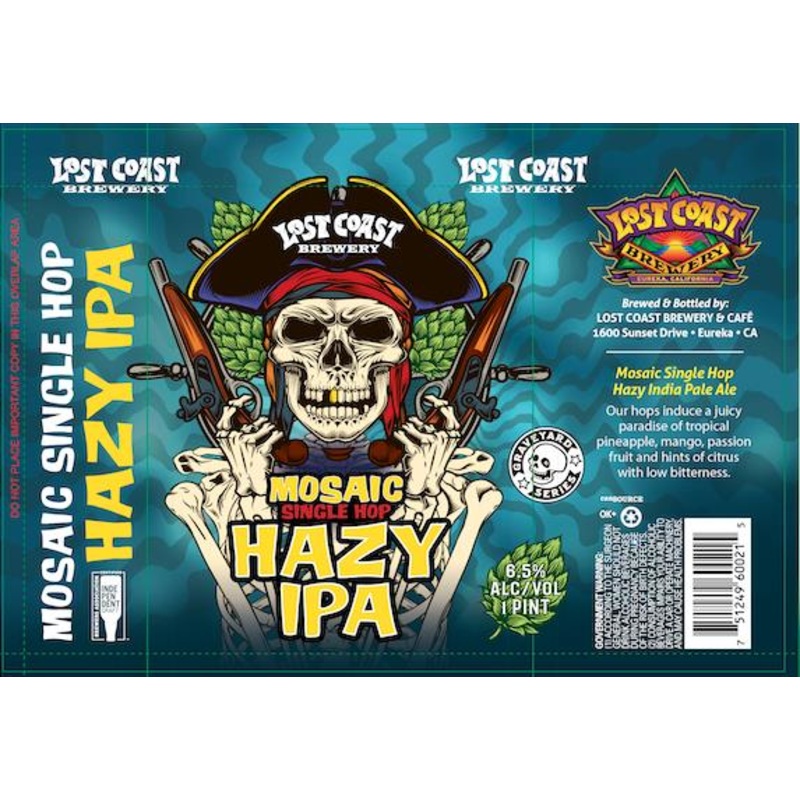 LOST COAST MOSAIC HAZY IPA 6/4PK CANS 16 oz (24)