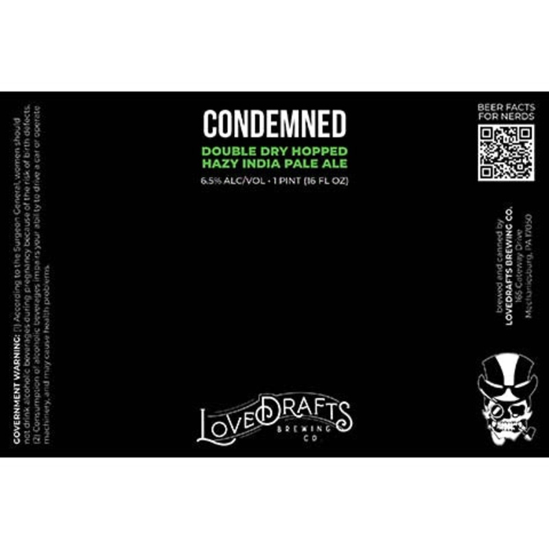Lovedrafts Condemned Double Dry Hopped Hazy IPA 16OZ SINGLE CAN