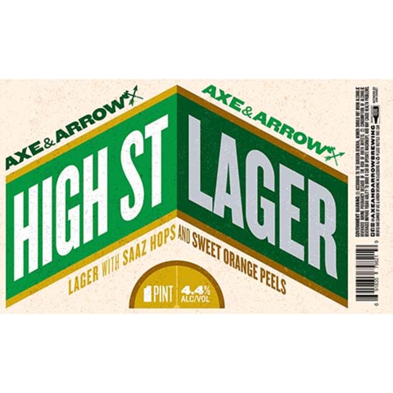 Axe & Arrow High St Lager 16OZ SINGLE CAN