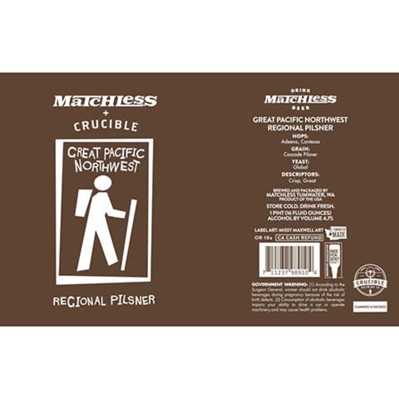 Matchless Great Pacific Northwest Regional Pilsner 16OZ SINGLE CAN