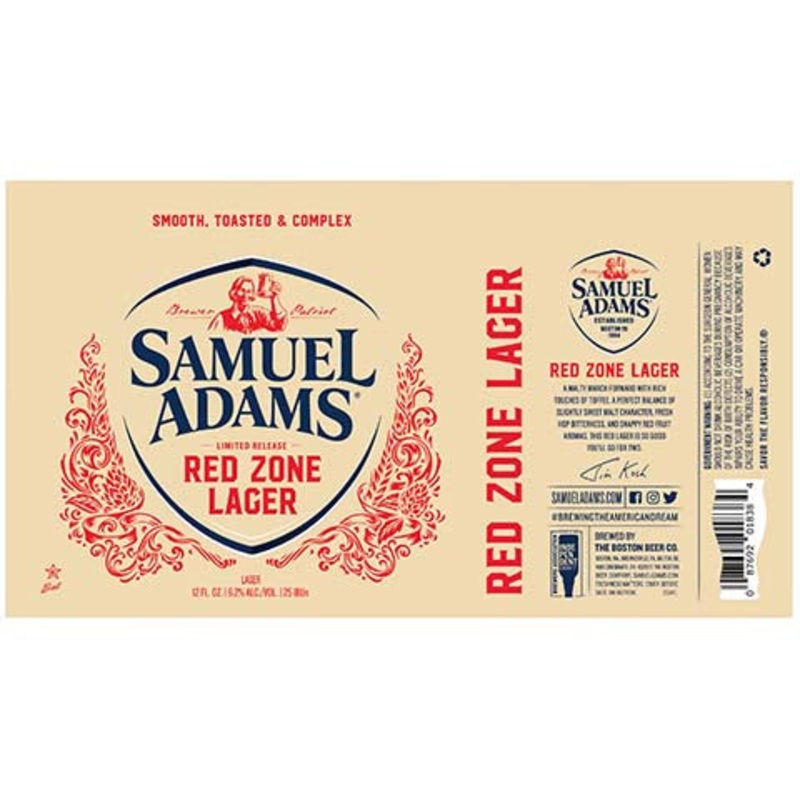 Samuel Adams Red Zone Lager 12OZ SINGLE BTL