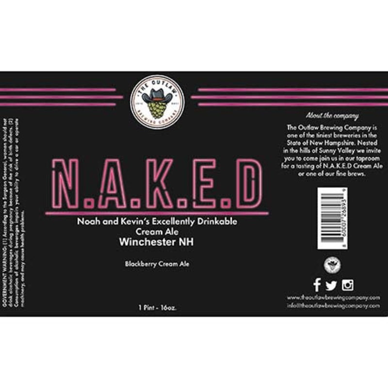 The Outlaw N.A.K.E.D. Noah and Kevin’s Excellently Drinkable Cream Ale 16OZ SINGLE CAN