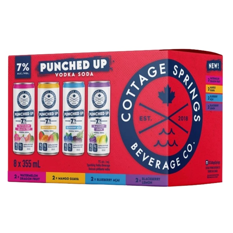 COTTAGE SPRINGS VODKA SODA PUNCHED UP MIXER 355ML 8PK CAN @ Kelowna [1055196] 2840 ml