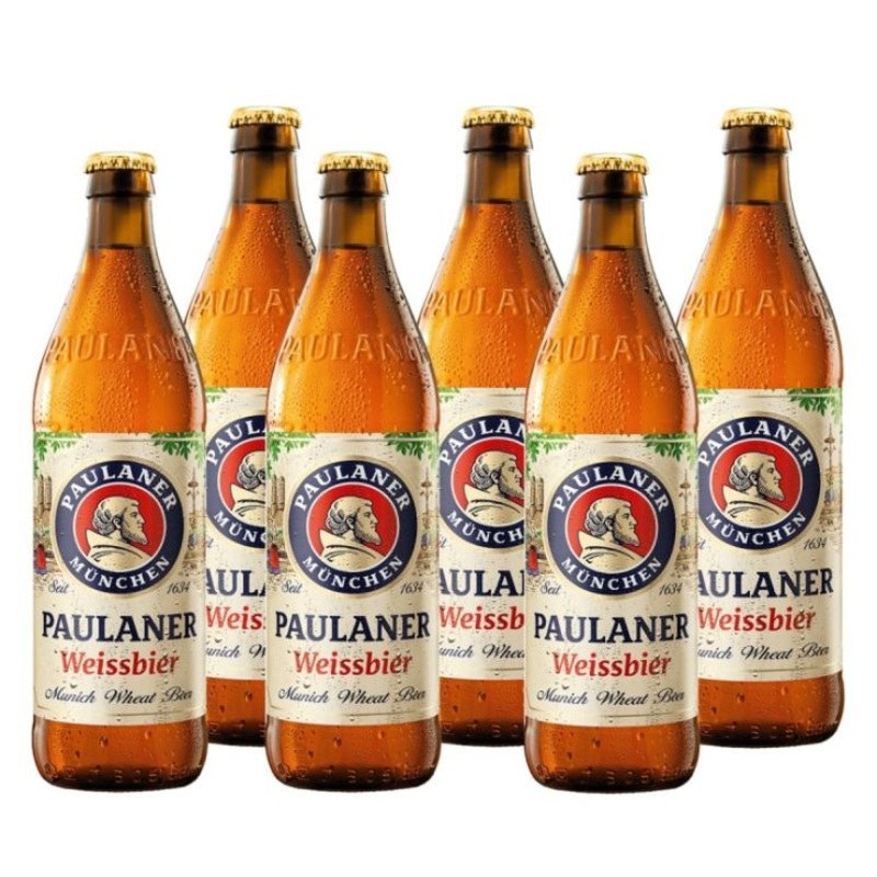 Paulaner Hefe Weissbier Naturtrub 500ml bottle x6