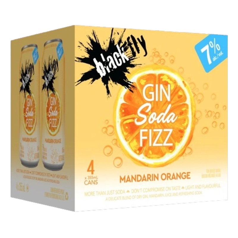 BLACK FLY GIN SODA FIZZ MANDARIN ORANGE 355ML 4PK CAN @ Windermere [1052268] 1420 ml