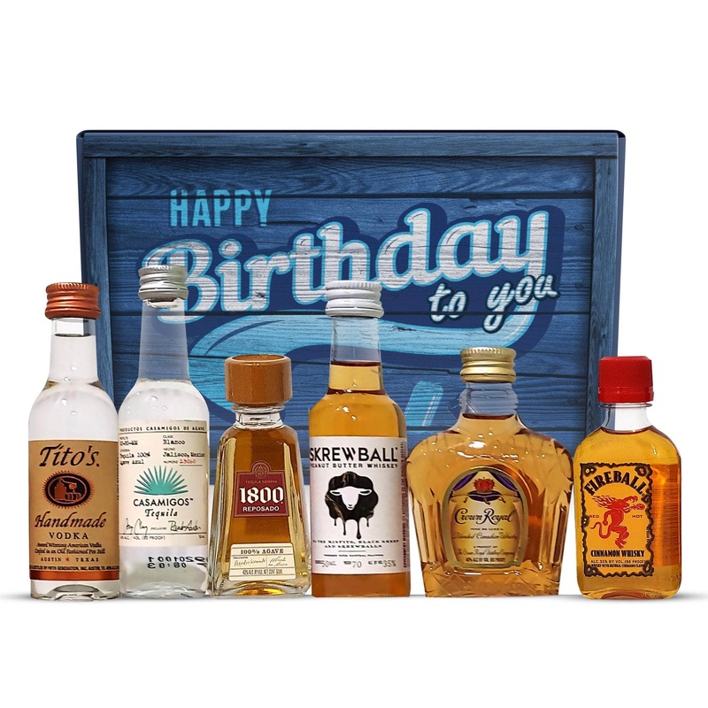 Happy Birthday Liquor Sampler – Choose from Whiskey, Vodka, Tequila, Rum or Gin Whiskey