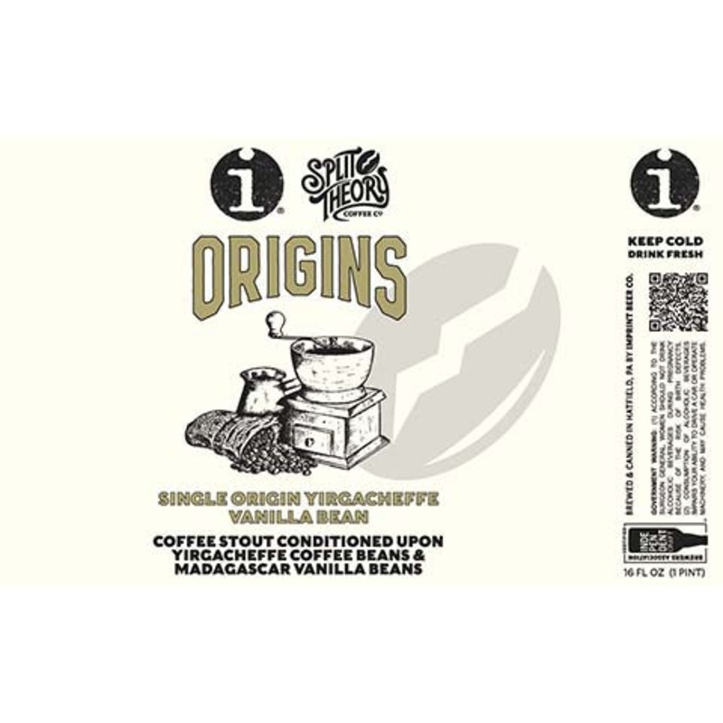 Imprint Beer Origins Single Origin Yirgacheffe Vanilla Bean Coffee Stout 16OZ SINGLE CAN