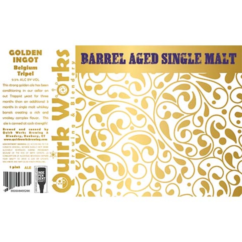 Quirk Works Barrel Aged Single Malt Golden Ingot Belgium Tripel 16OZ SINGLE CAN