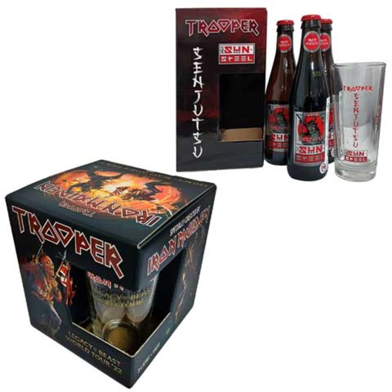 Iron Maiden Trooper Senjutsu + Legacy of the Beast Tour Dual Gift Box Set Dual Kit with 6 Beers and 2 Glassware