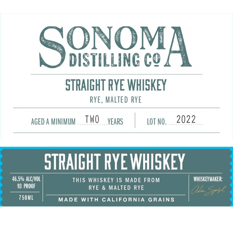 Sonoma Distilling Straight Rye Whiskey