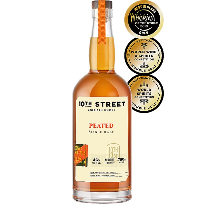 10TH STREET AMERICAN WHISKEY PEATED SINGLE MALT 92 750ML 750ML