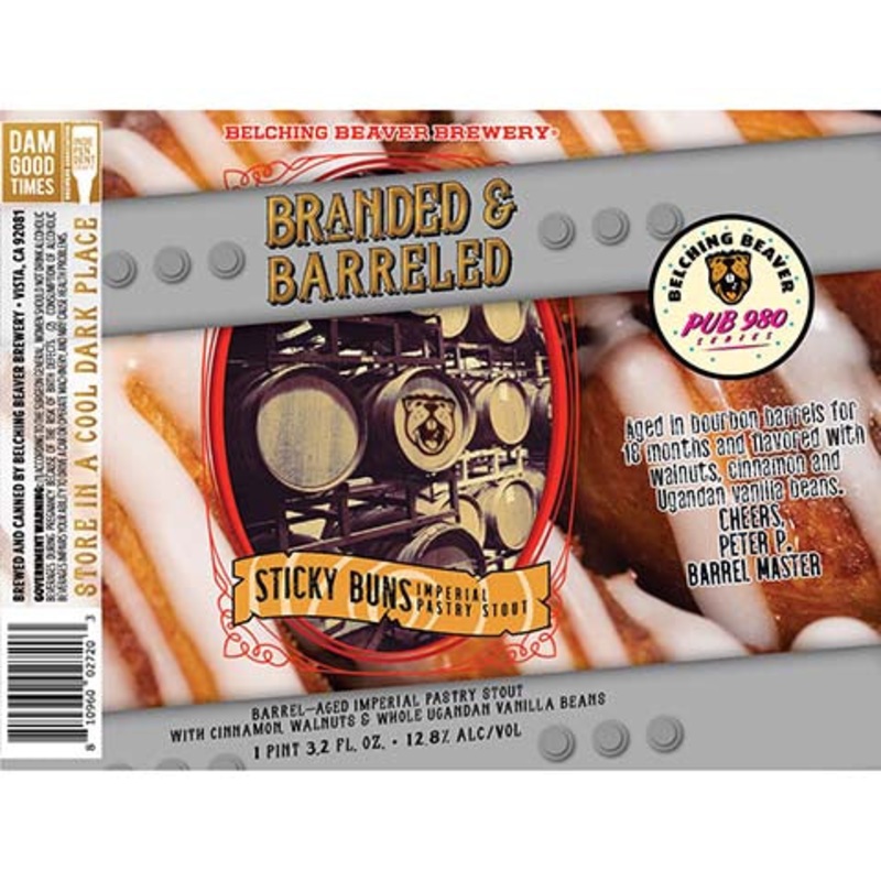 Belching Beaver Branded & Barreled Sticky Buns Imperial Pastry Stout 19.2OZ SINGLE CAN