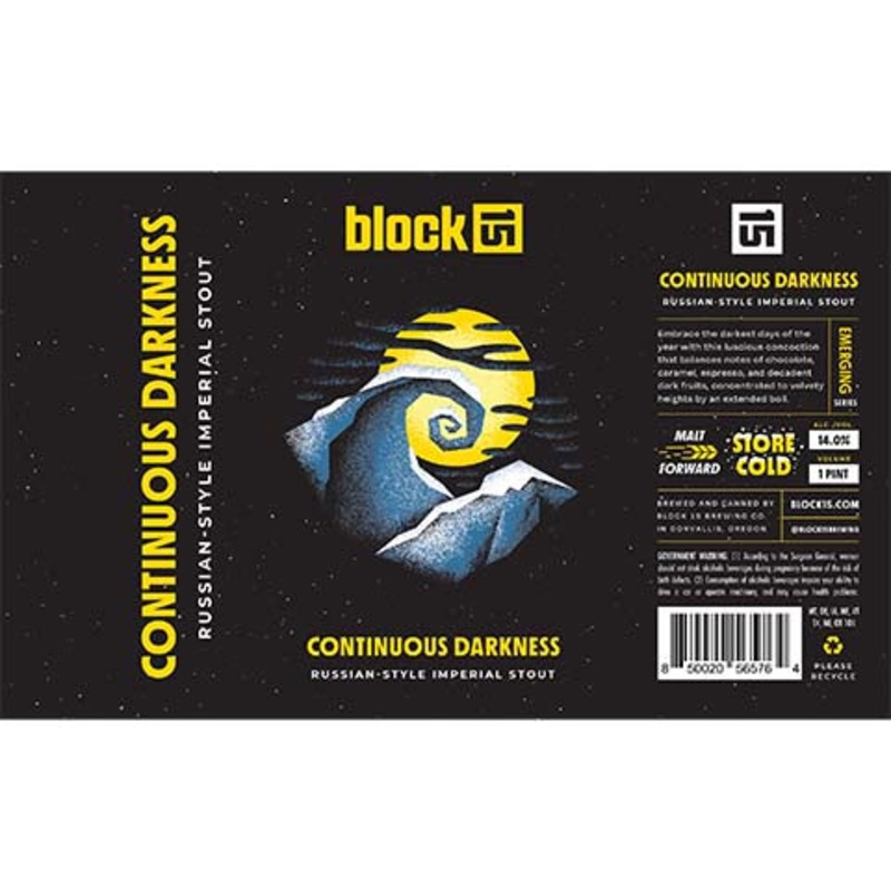 Block 15 Continuous Darkness Imperial Stout 16OZ SINGLE CAN