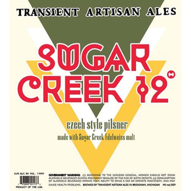 Transient Artisan Ales Sugar Creek 12 Pilsner 16OZ SINGLE CAN