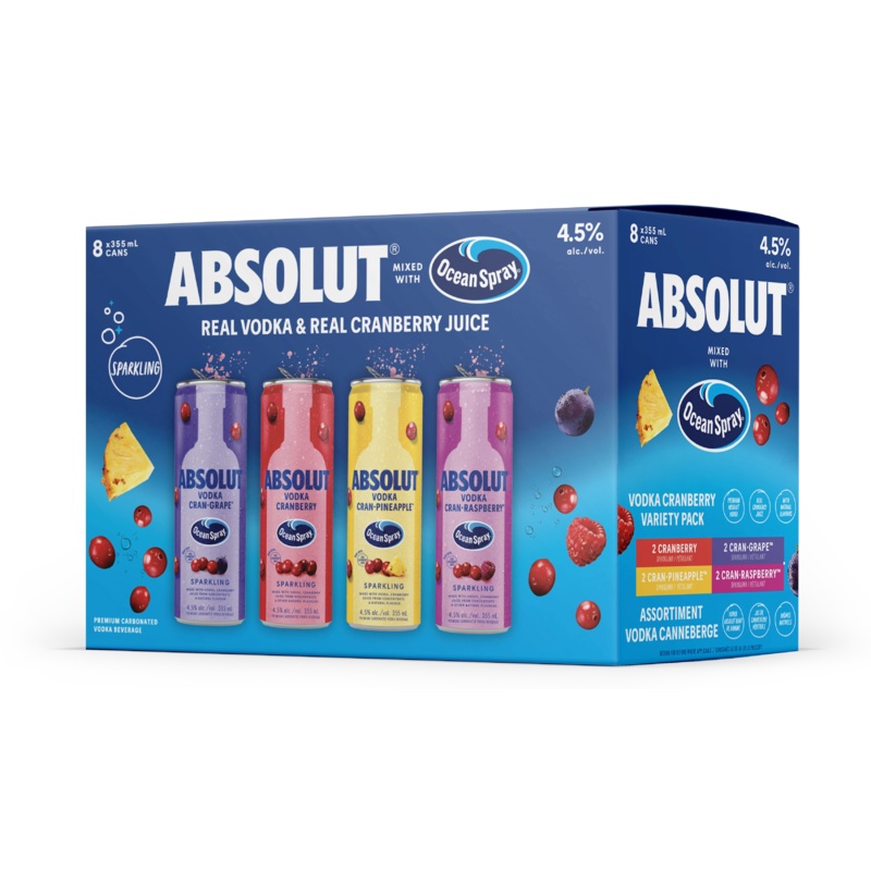 ABSOLUT OCEAN SPRAY COCKTAIL VARIETY PACK 355ML 8PK CAN @ Deerfoot City [1055037] 2840 ml
