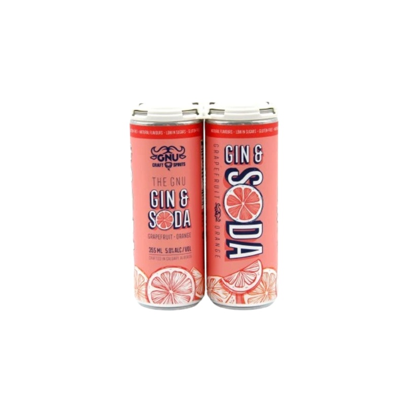GNU GIN & SODA GRAPEFRUIT ORANGE 355ML 4PK CAN @ Lethbridge [1052180] 1420 ml