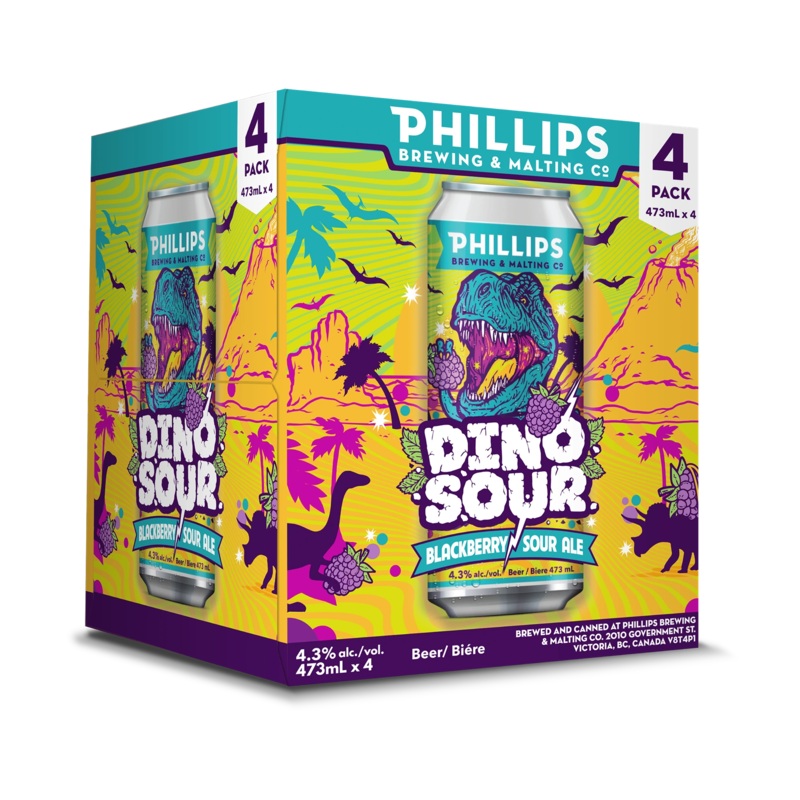 PHILLIPS DINOSOUR BLACKBEERY SOUR ALE 473ML 4PK CAN @ Airdrie [1009820] 1892 ml