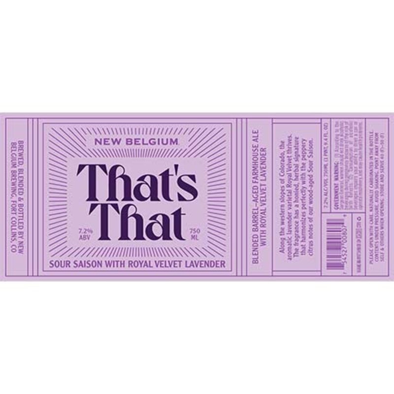 New Belgium That’s That Sour 750ML SINGLE BTL