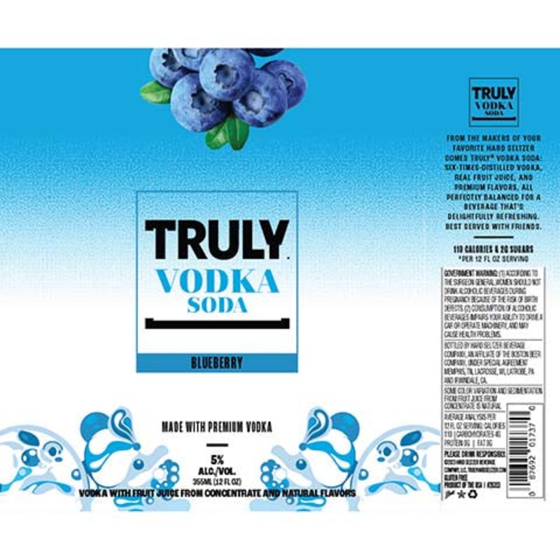 Truly Blueberry Vodka Soda 12OZ SINGLE BTL