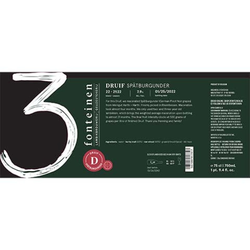 3 Fonteinen Druif Sptburgunder (season 21|22) Blend No. 22 750ML BTL