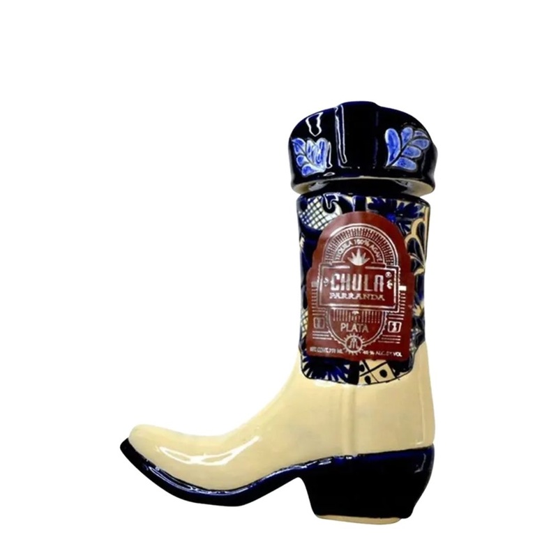Chula Parranda Tequila Plata Ceramic Boot (Blue) 750mL